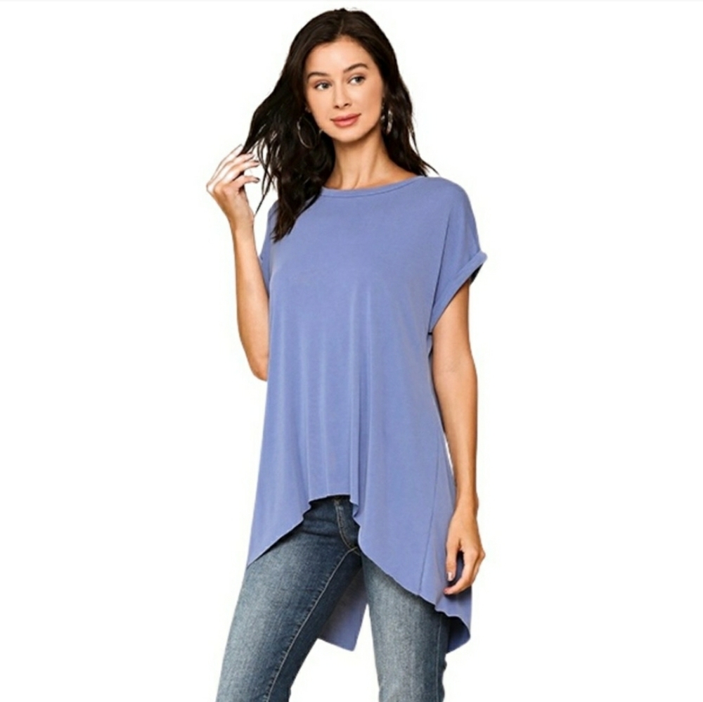 SS Back Split, Rolled Sleeve Cuprp Top